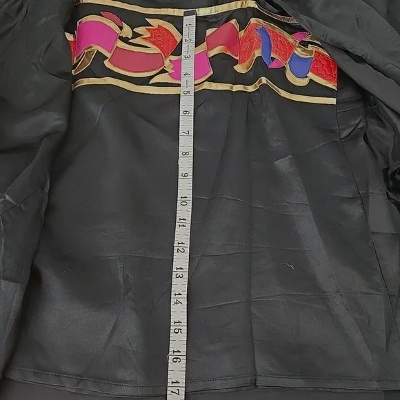 80s Silk Kimono Jacket & Top L Geisha Art To Wear 2pc RARE Colorful Della-Sport - Picture 11 of 12